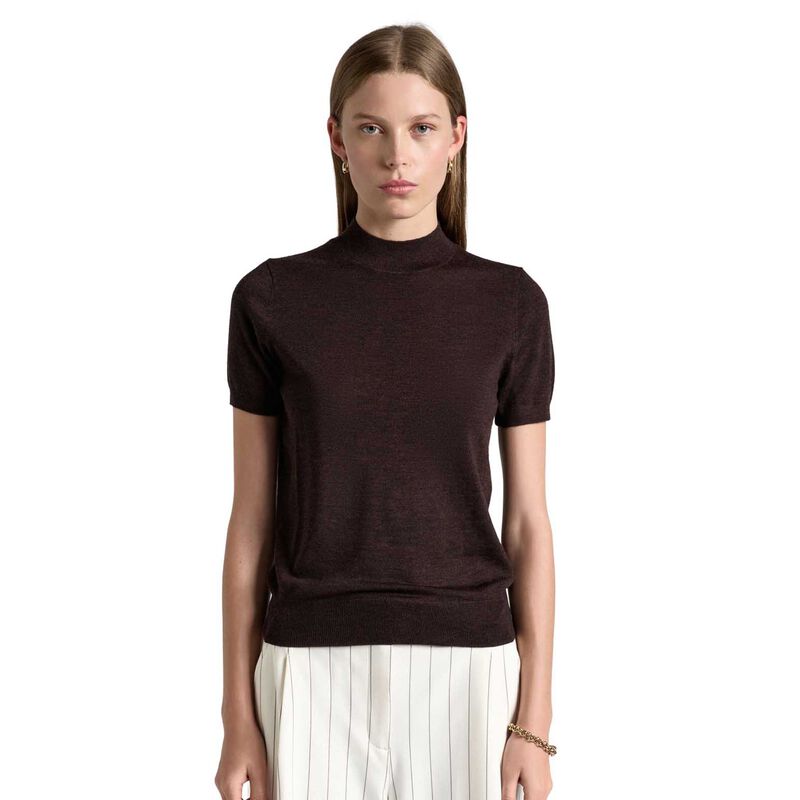 Cue Merino Short Sleeve Mock Neck Knit image number 0